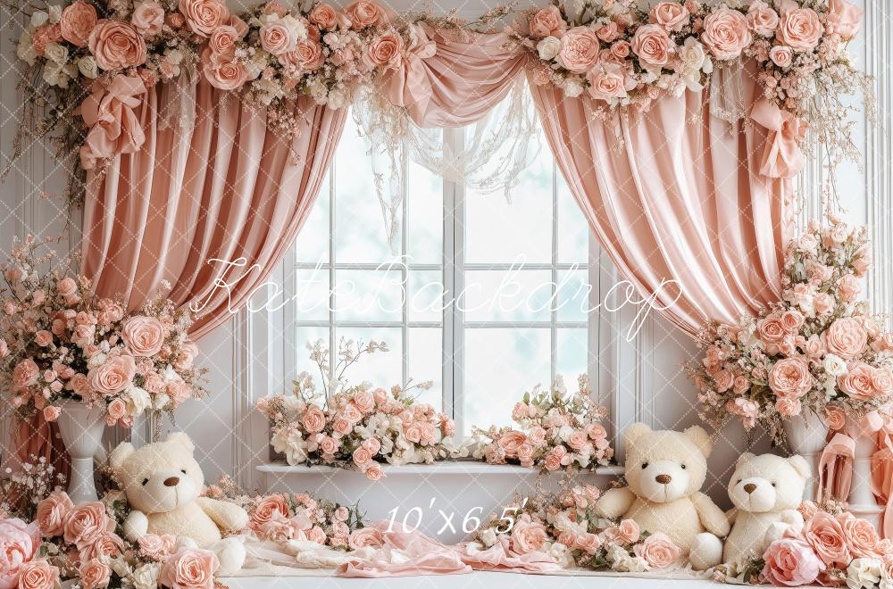 Kate Valentine Floral Nursery Bear Window Backdrop Designed by Patty Robert -UK