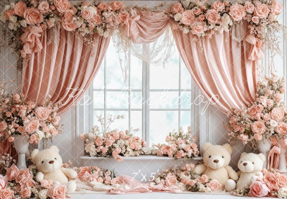 Kate Valentine Floral Nursery Bear Window Backdrop Designed by Patty Robert -UK