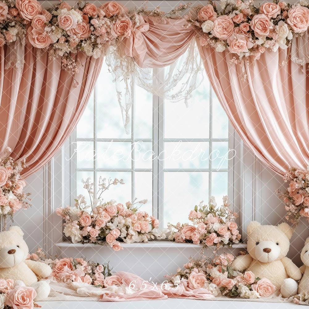 Kate Valentine Floral Nursery Bear Window Backdrop Designed by Patty Robert -UK