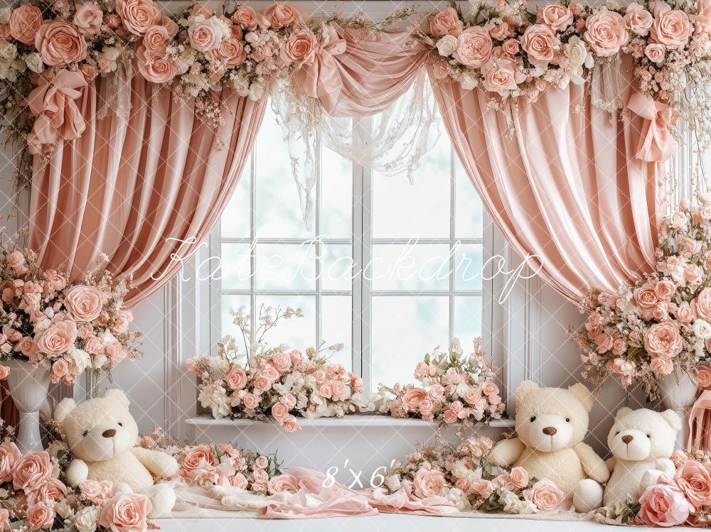 Kate Valentine Floral Nursery Bear Window Backdrop Designed by Patty Robert -UK