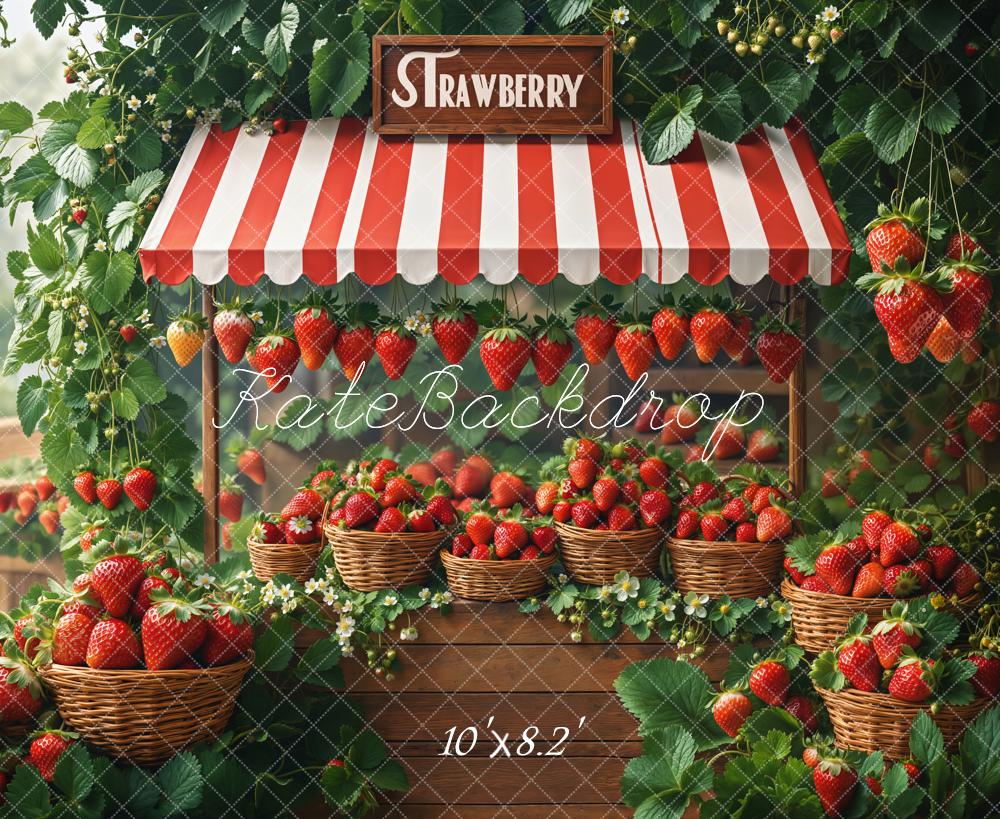 Kate Spring Strawberry Market Stand Basket Backdrop Designed by Emetselch