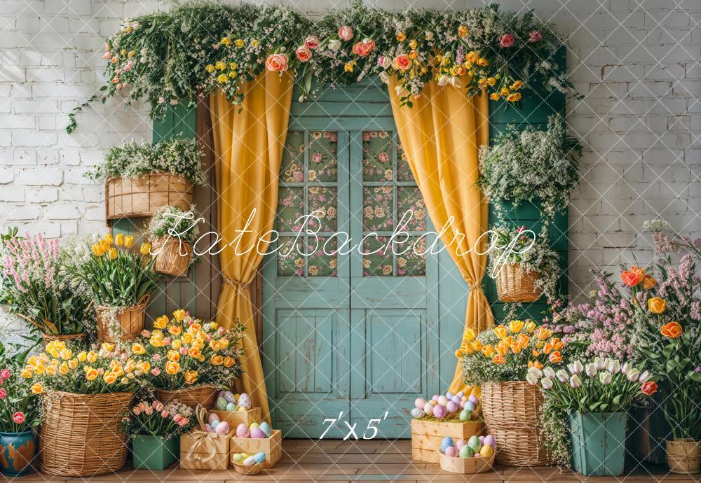 On Sale Kate Easter Floral Door Curtain Backdrop Designed by Emetselch -UK