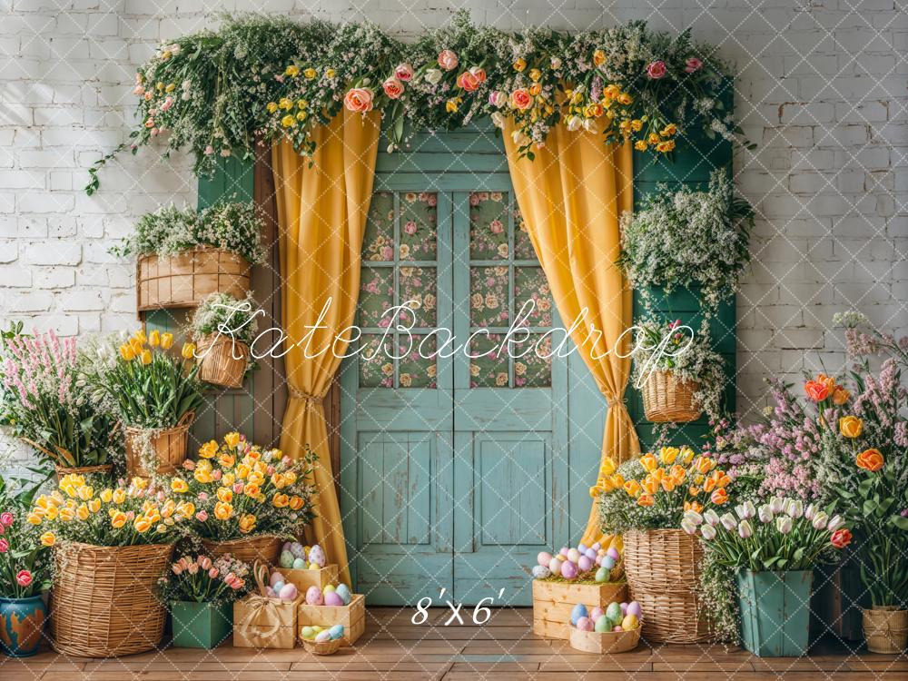 On Sale Kate Easter Floral Door Curtain Backdrop Designed by Emetselch