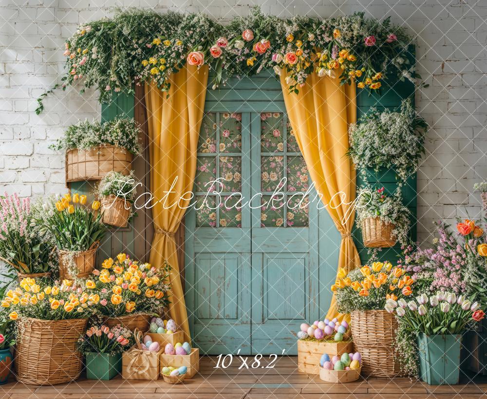 On Sale Kate Easter Floral Door Curtain Backdrop Designed by Emetselch