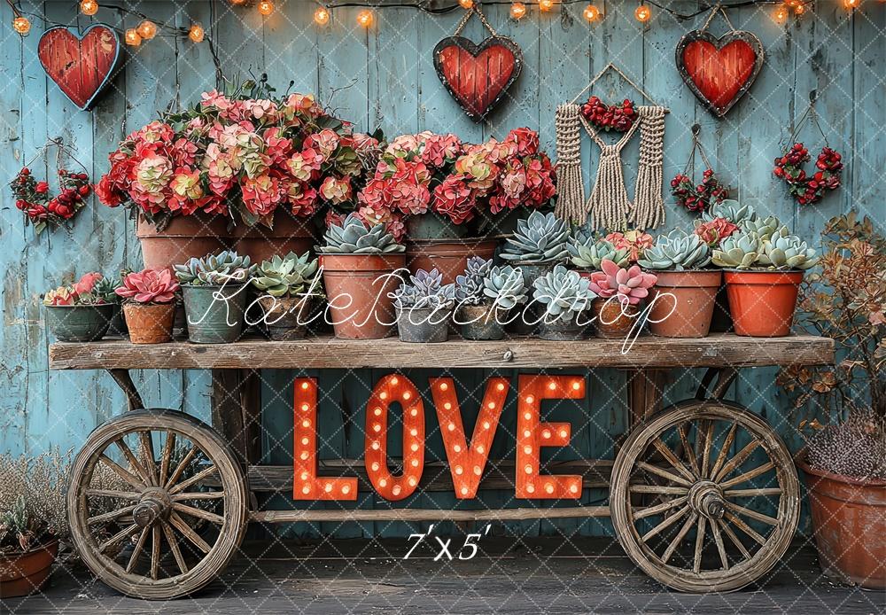 Kate Valentine Love Floral Cart Backdrop Designed by Laura Bybee