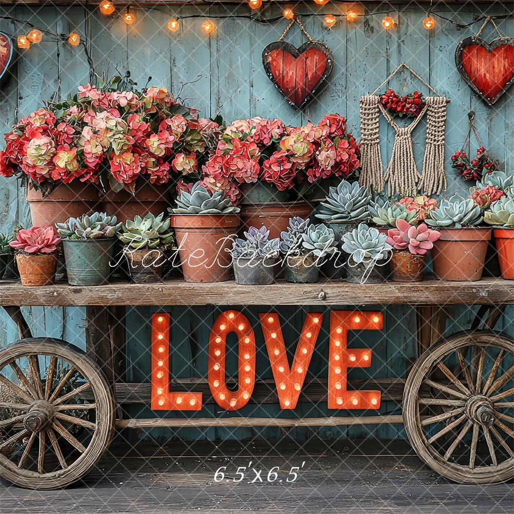 Kate Valentine Love Floral Cart Backdrop Designed by Laura Bybee