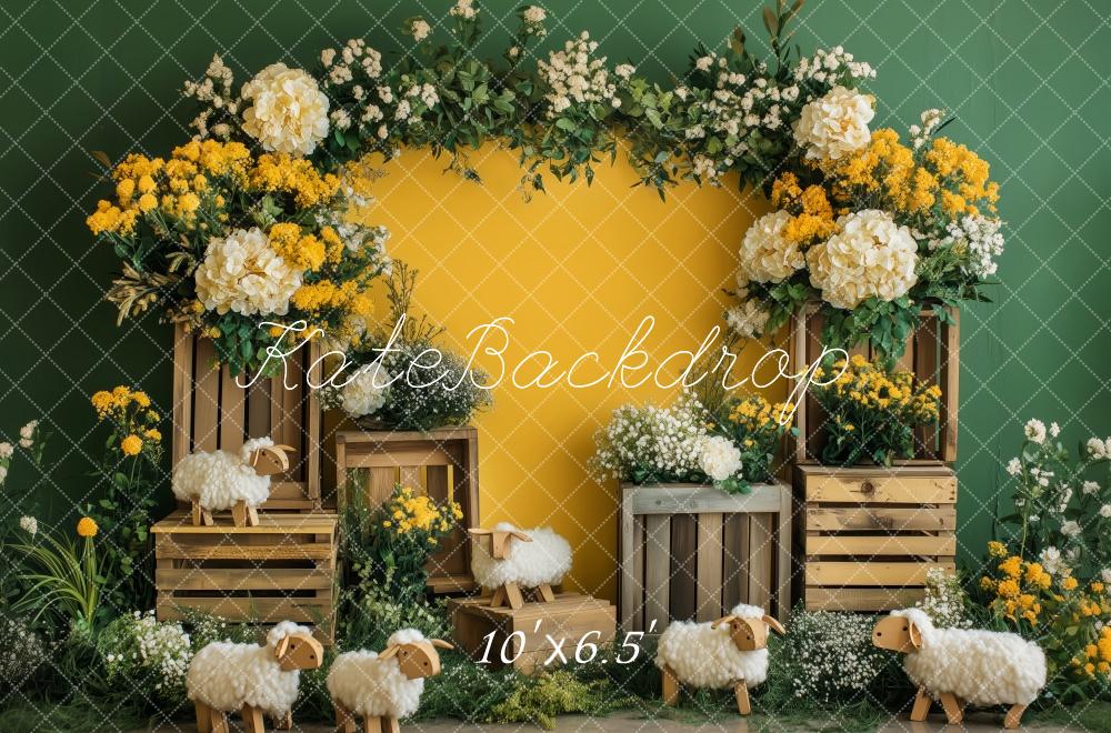 Kate Spring Flower Arch Sheep Yellow Backdrop Designed by Patty Robert