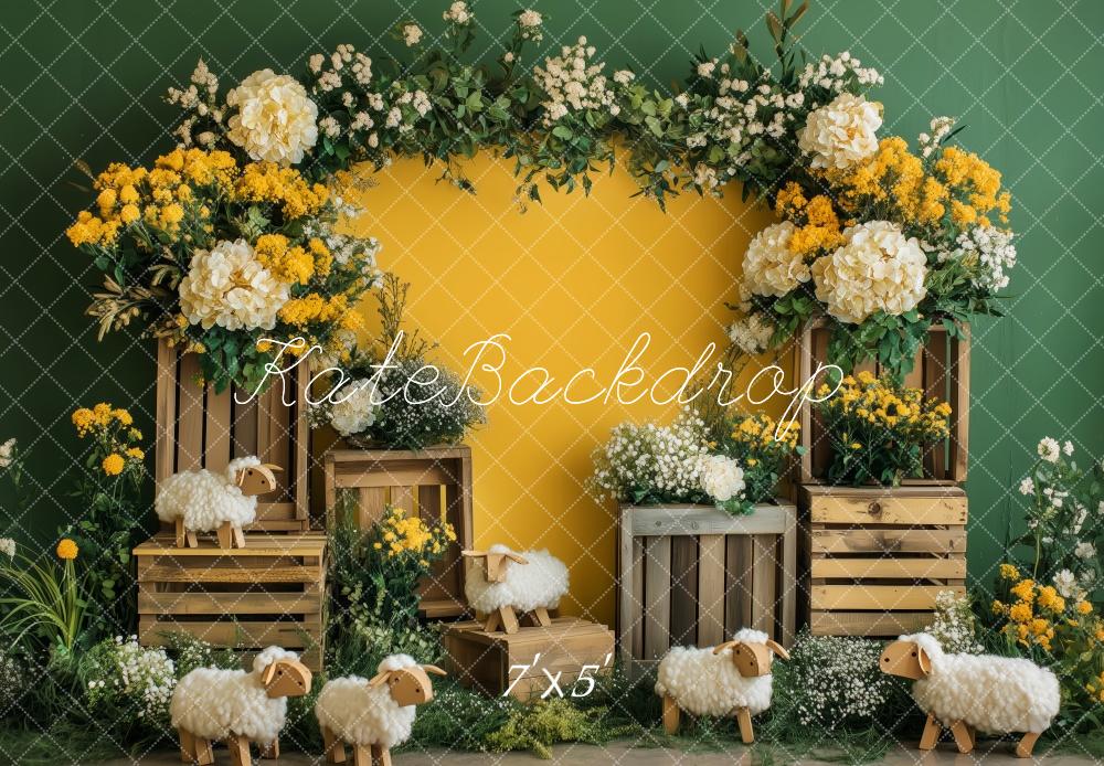 Kate Spring Flower Arch Sheep Yellow Backdrop Designed by Patty Robert