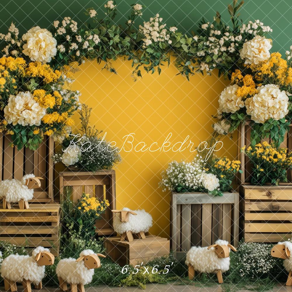 Kate Spring Flower Arch Sheep Yellow Backdrop Designed by Patty Robert