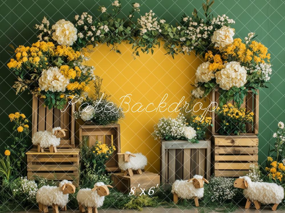 Kate Spring Flower Arch Sheep Yellow Backdrop Designed by Patty Robert