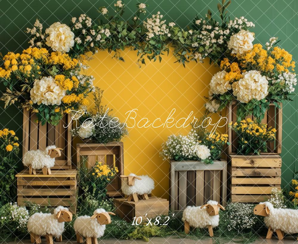 Kate Spring Flower Arch Sheep Yellow Backdrop Designed by Patty Robert