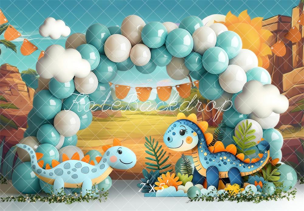 Kate Cake Smash Dinosaur Balloon Arch Backdrop Designed by Laura Bybee