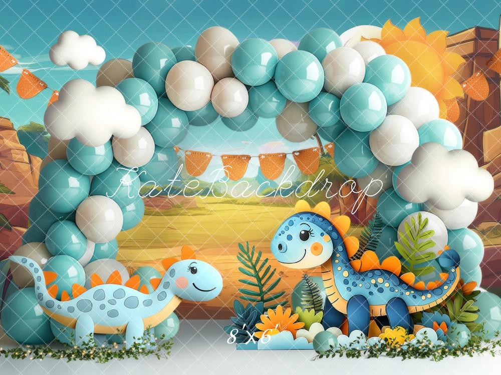 Kate Cake Smash Dinosaur Balloon Arch Backdrop Designed by Laura Bybee