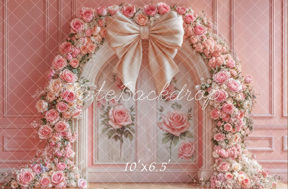 Kate Flower Arch Pink Rose Bow Backdrop Designed by Emetselch