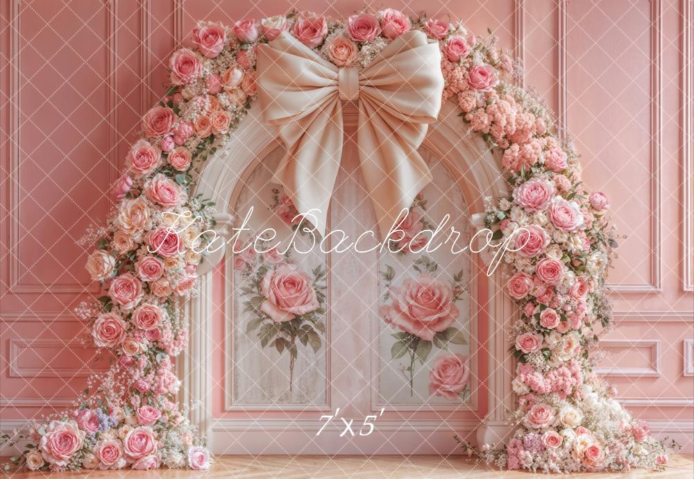 Kate Flower Arch Pink Rose Bow Backdrop Designed by Emetselch -UK