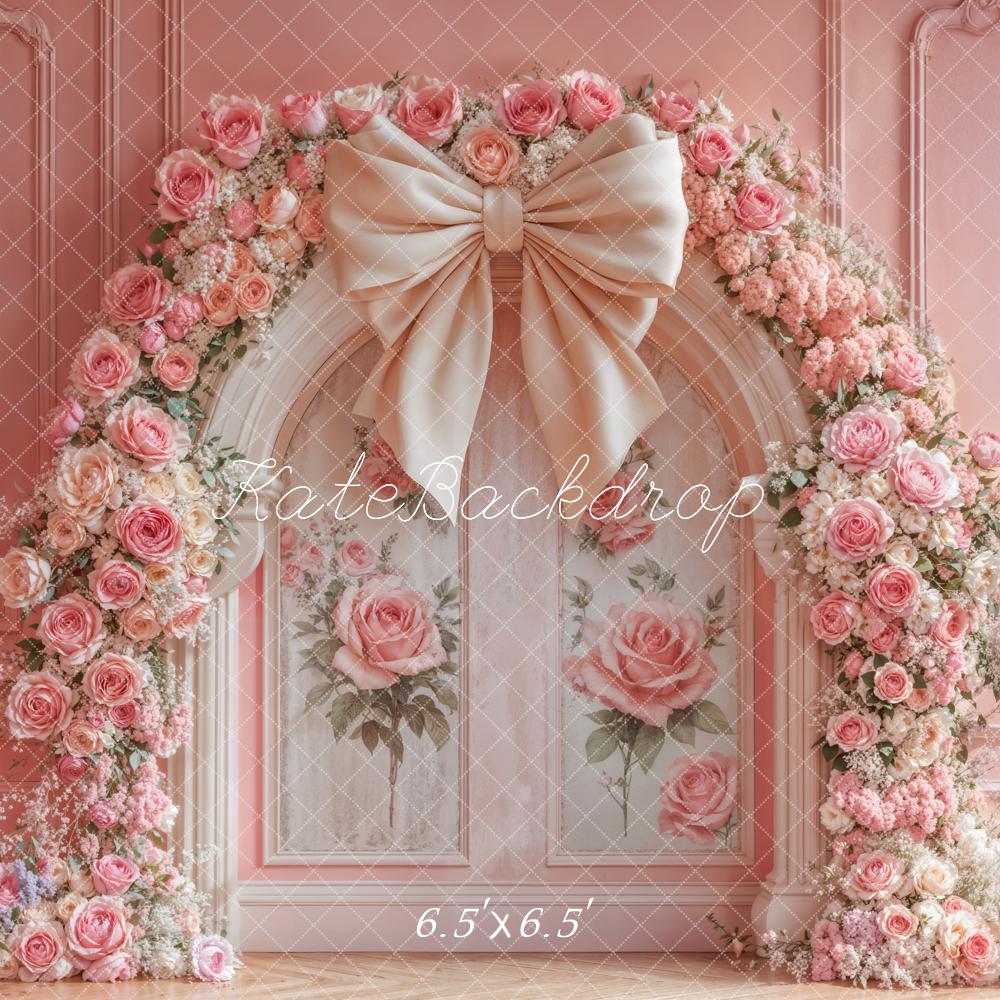 Kate Flower Arch Pink Rose Bow Backdrop Designed by Emetselch -UK