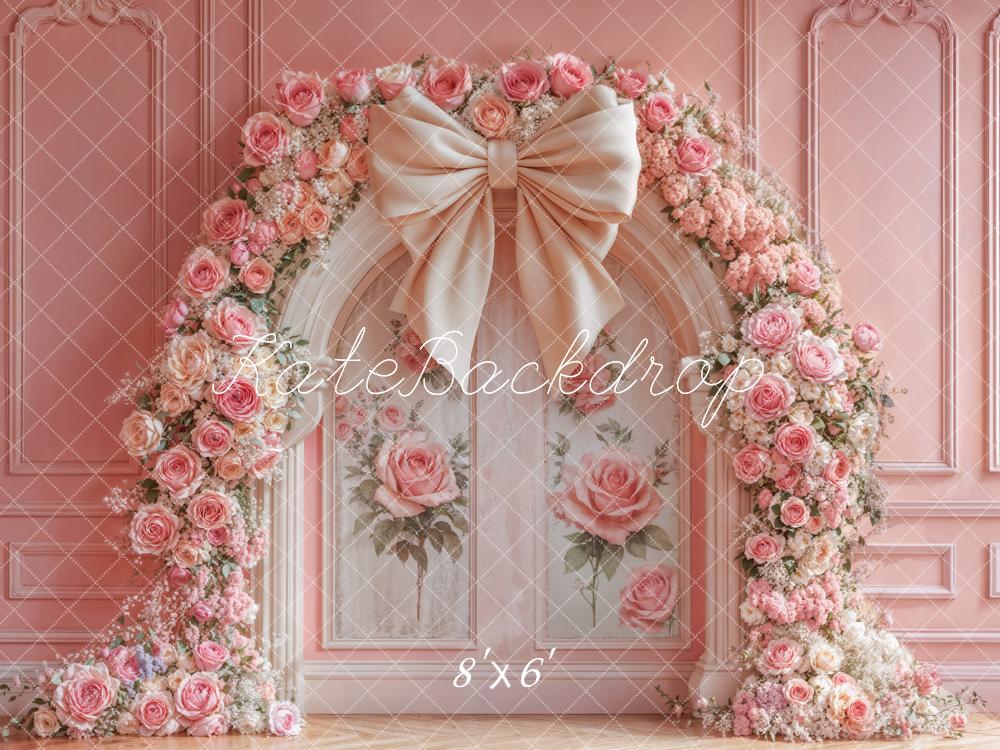 Kate Flower Arch Pink Rose Bow Backdrop Designed by Emetselch