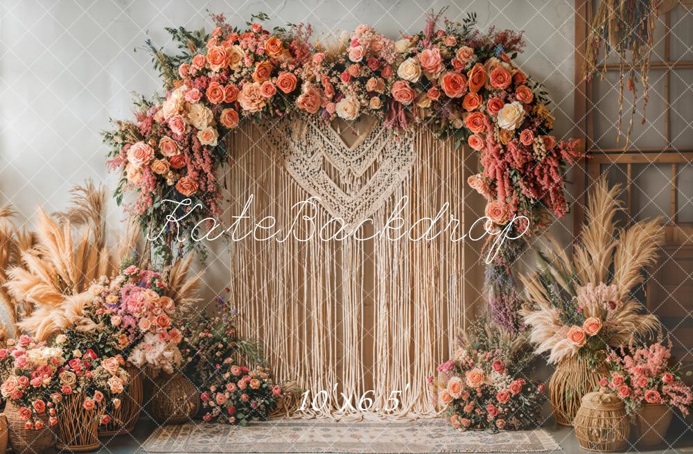 Kate Boho Flower Arch Macrame Backdrop Designed by Emetselch