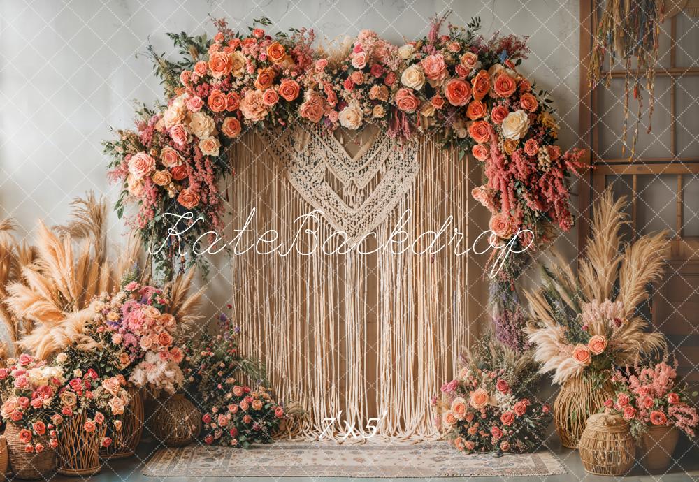 Kate Boho Flower Arch Macrame Backdrop Designed by Emetselch