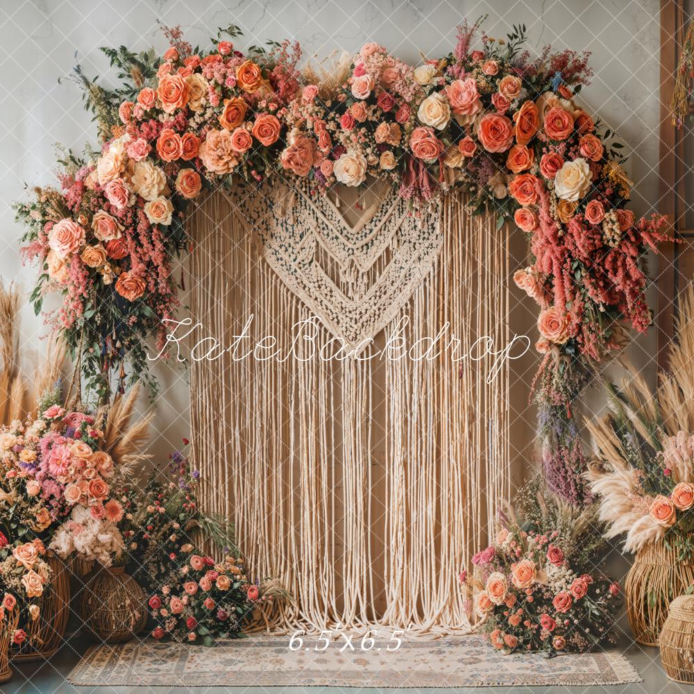 Kate Boho Flower Arch Macrame Backdrop Designed by Emetselch