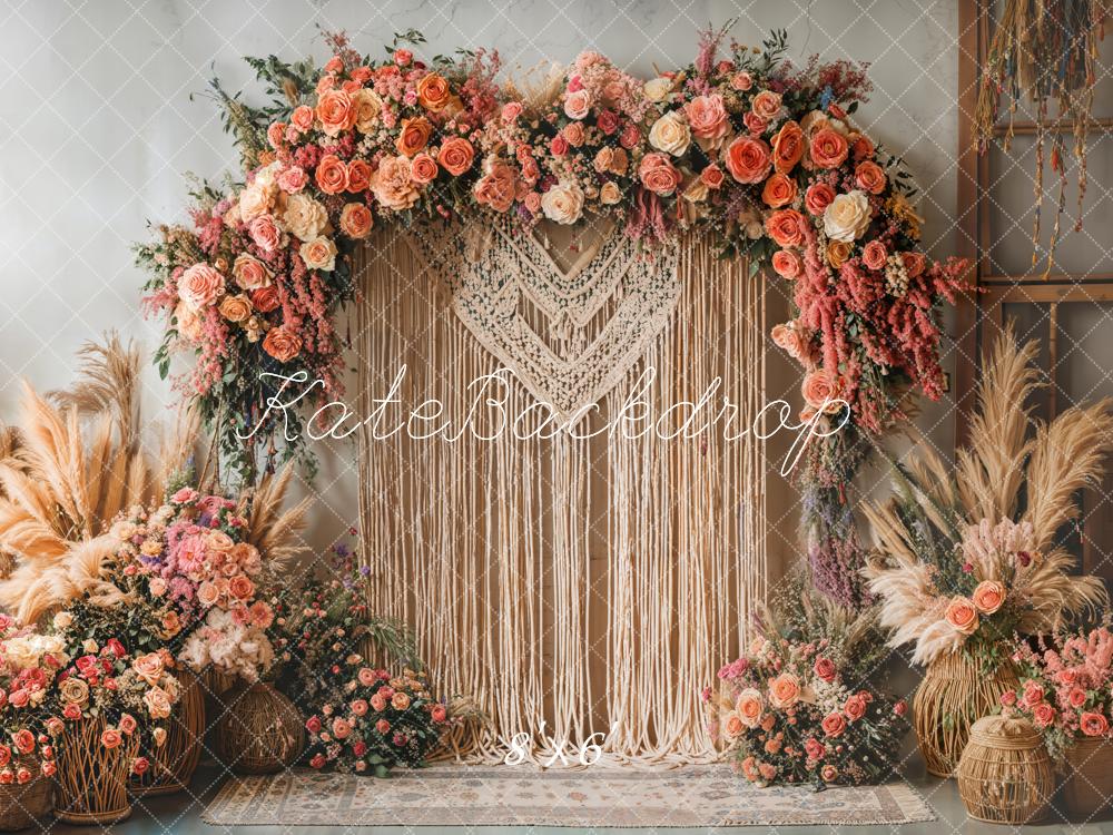 Kate Boho Flower Arch Macrame Backdrop Designed by Emetselch