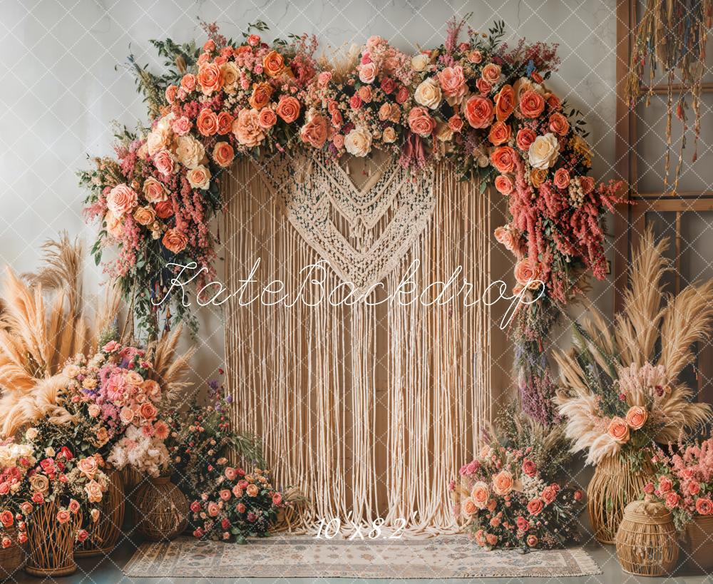 Kate Boho Flower Arch Macrame Backdrop Designed by Emetselch