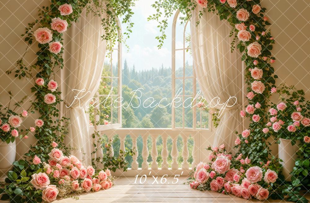 Kate Wedding Rose Floral Arch Window Backdrop Designed by Emetselch -UK