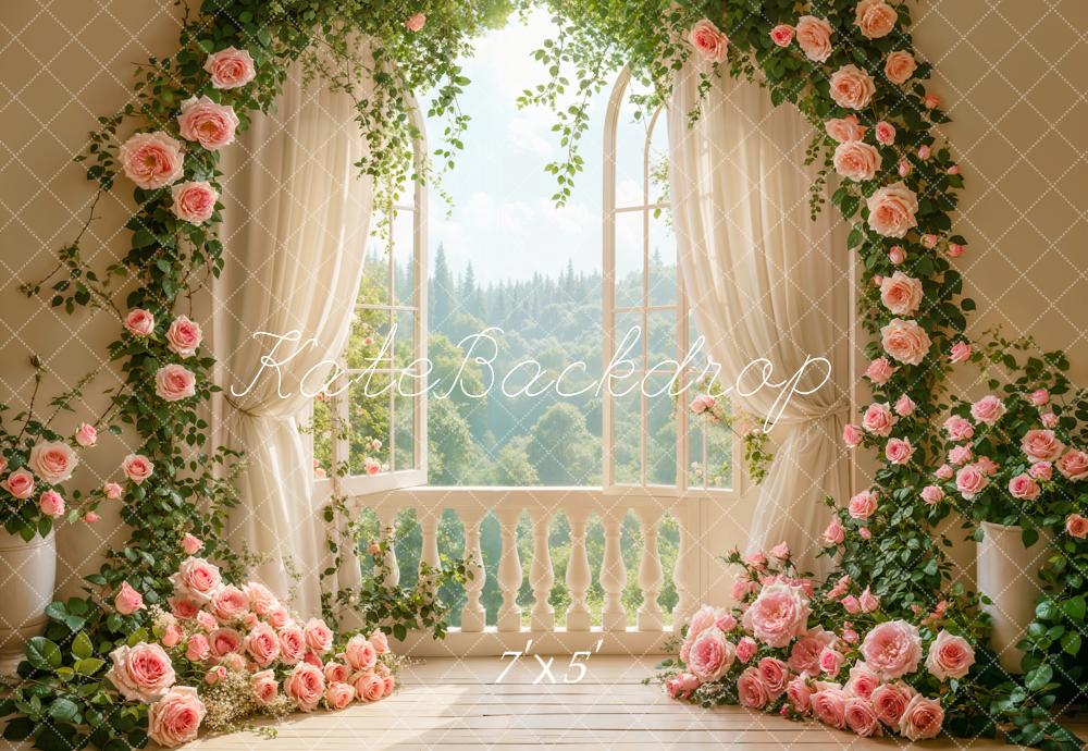 Kate Wedding Rose Floral Arch Window Backdrop Designed by Emetselch -UK