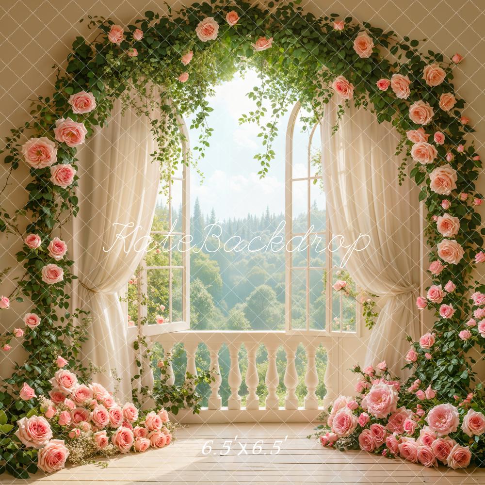 Kate Wedding Rose Floral Arch Window Backdrop Designed by Emetselch -UK