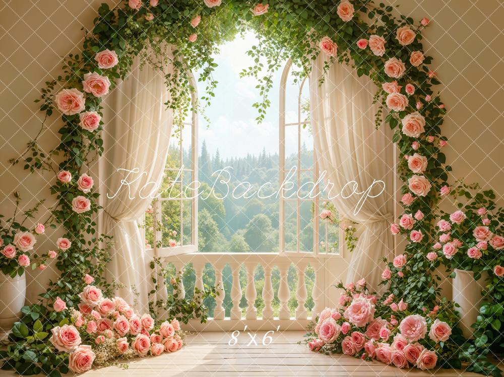 Kate Wedding Rose Floral Arch Window Backdrop Designed by Emetselch -UK