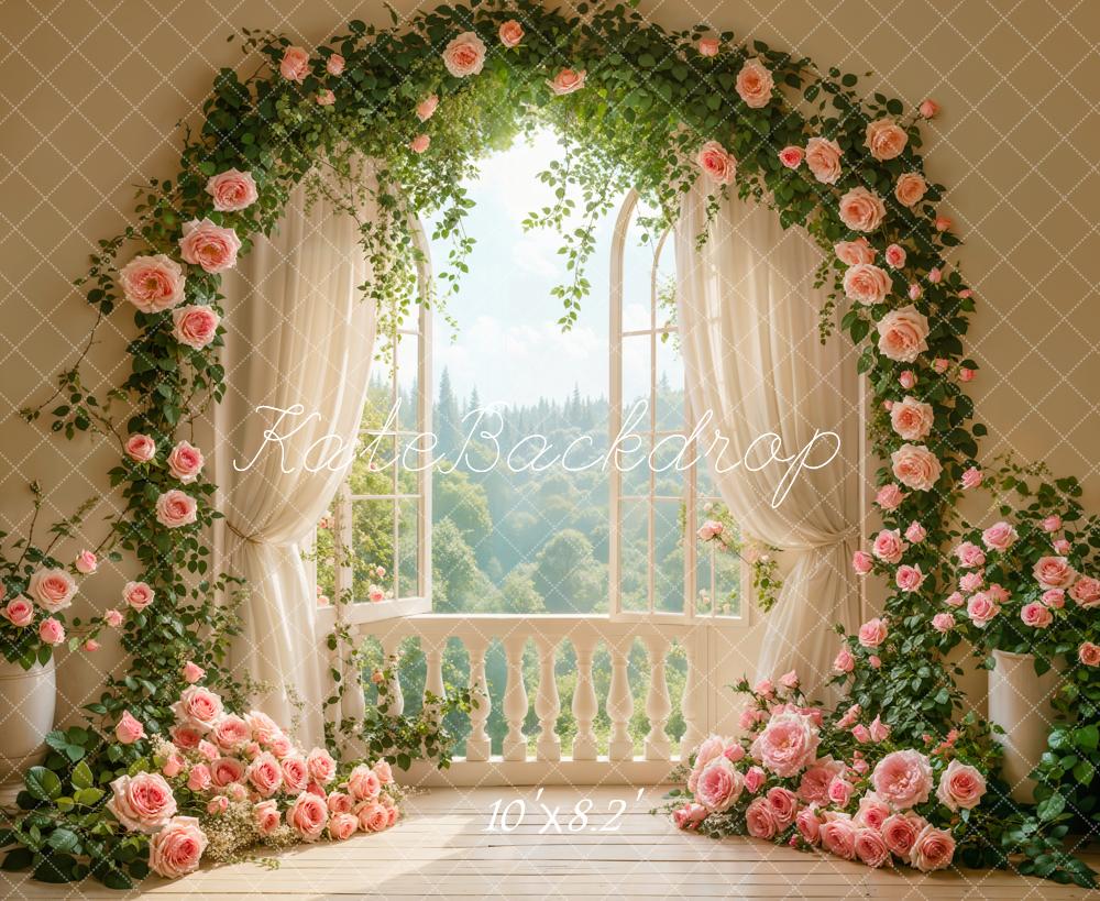 Kate Wedding Rose Floral Arch Window Backdrop Designed by Emetselch -UK