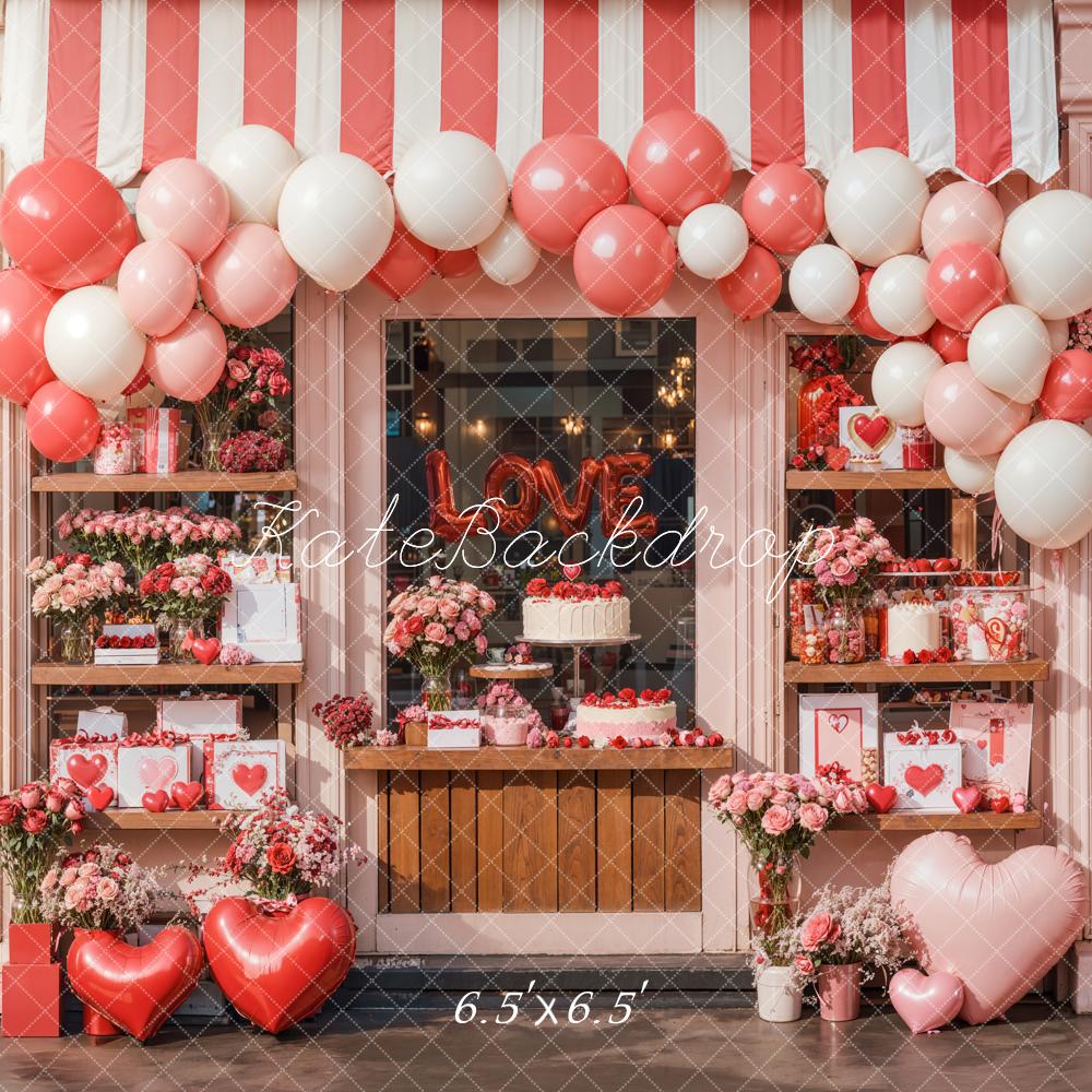 Kate Valentine Balloon Heart Cake Shop Backdrop Designed by Emetselch -UK