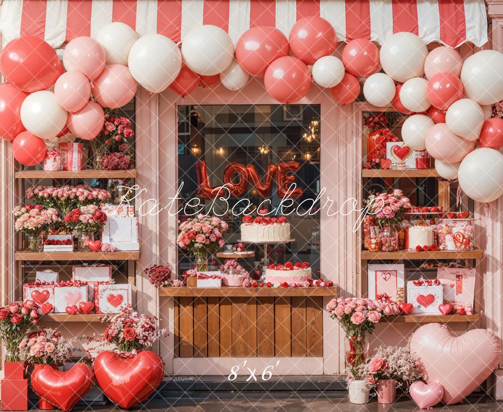 Kate Valentine Balloon Heart Cake Shop Backdrop Designed by Emetselch