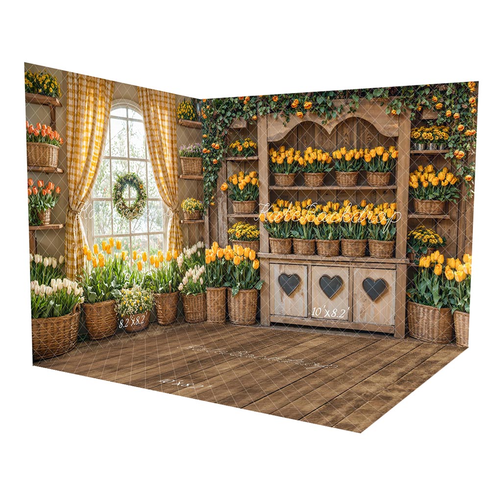 Lightning Deals Kate Spring Rustic Tulip Flower Shelf Room Set -UK