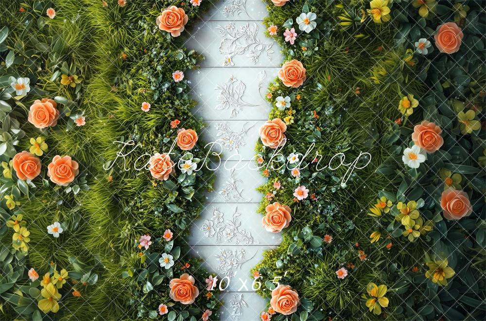 Kate Spring Floral Garden Greenery Floor Backdrop Designed by Mini MakeBelieve