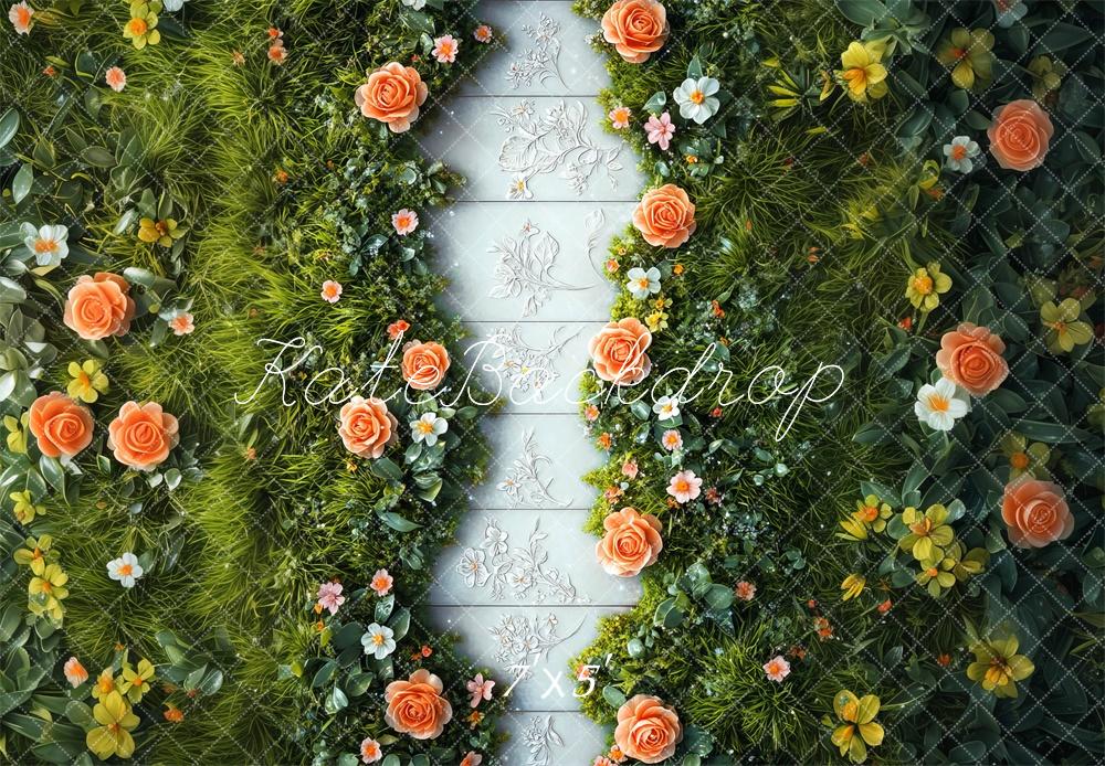 Kate Spring Floral Garden Greenery Floor Backdrop Designed by Mini MakeBelieve