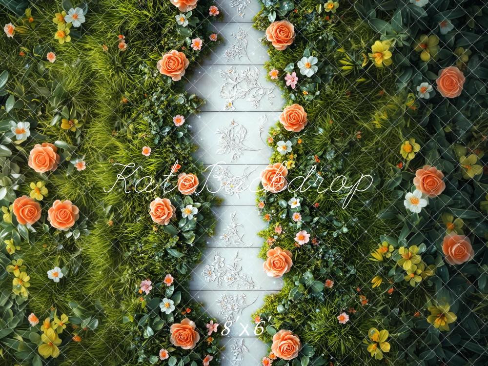 Kate Spring Floral Garden Greenery Floor Backdrop Designed by Mini MakeBelieve