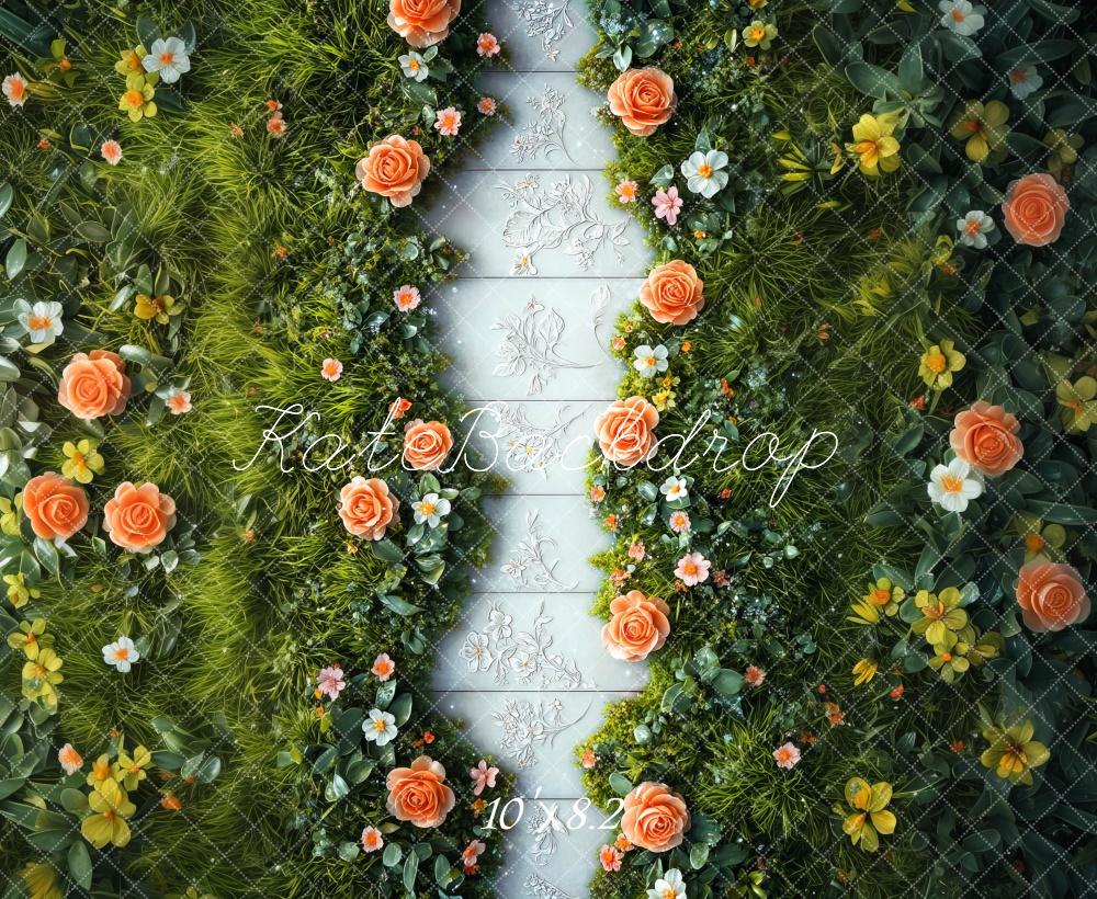 Kate Spring Floral Garden Greenery Floor Backdrop Designed by Mini MakeBelieve