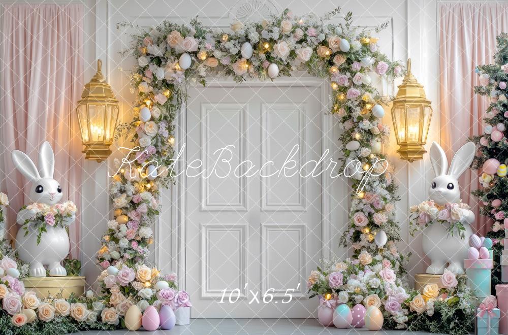 Kate Easter Bunny Floral Arch Door Backdrop Designed by Mini MakeBelieve