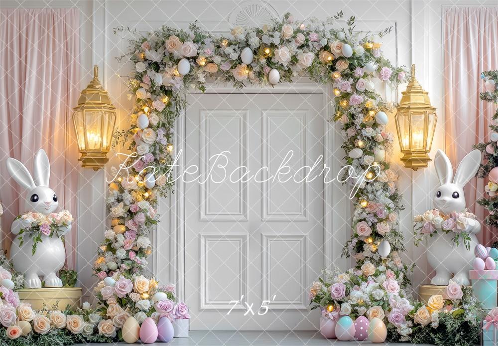 Kate Easter Bunny Floral Arch Door Backdrop Designed by Mini MakeBelieve