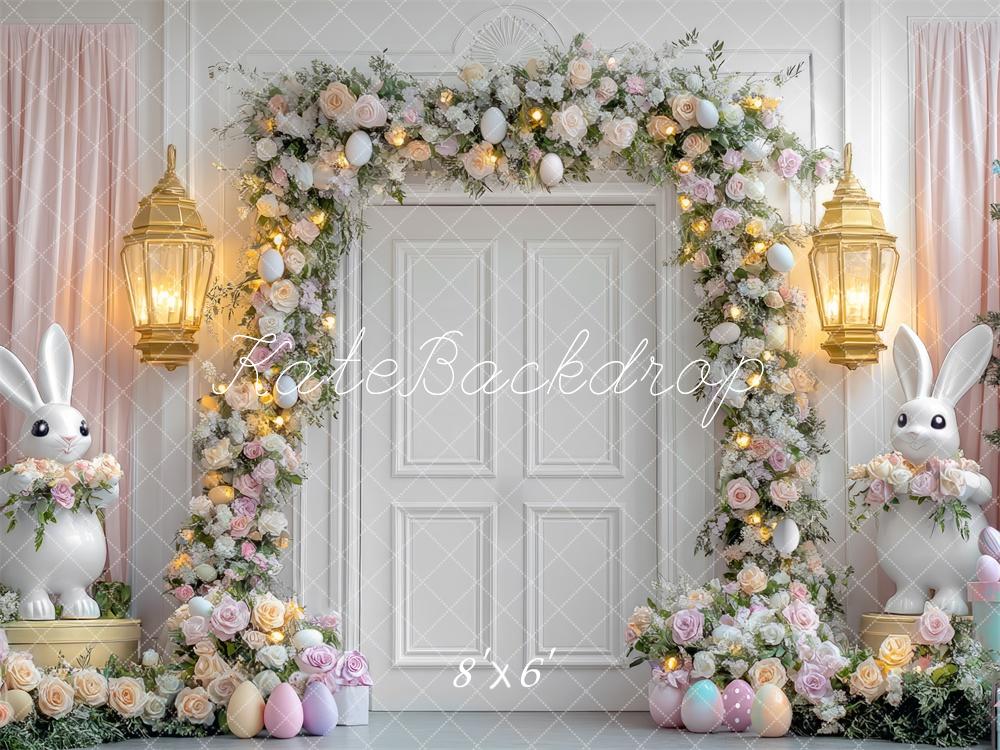 Kate Easter Bunny Floral Arch Door Backdrop Designed by Mini MakeBelieve