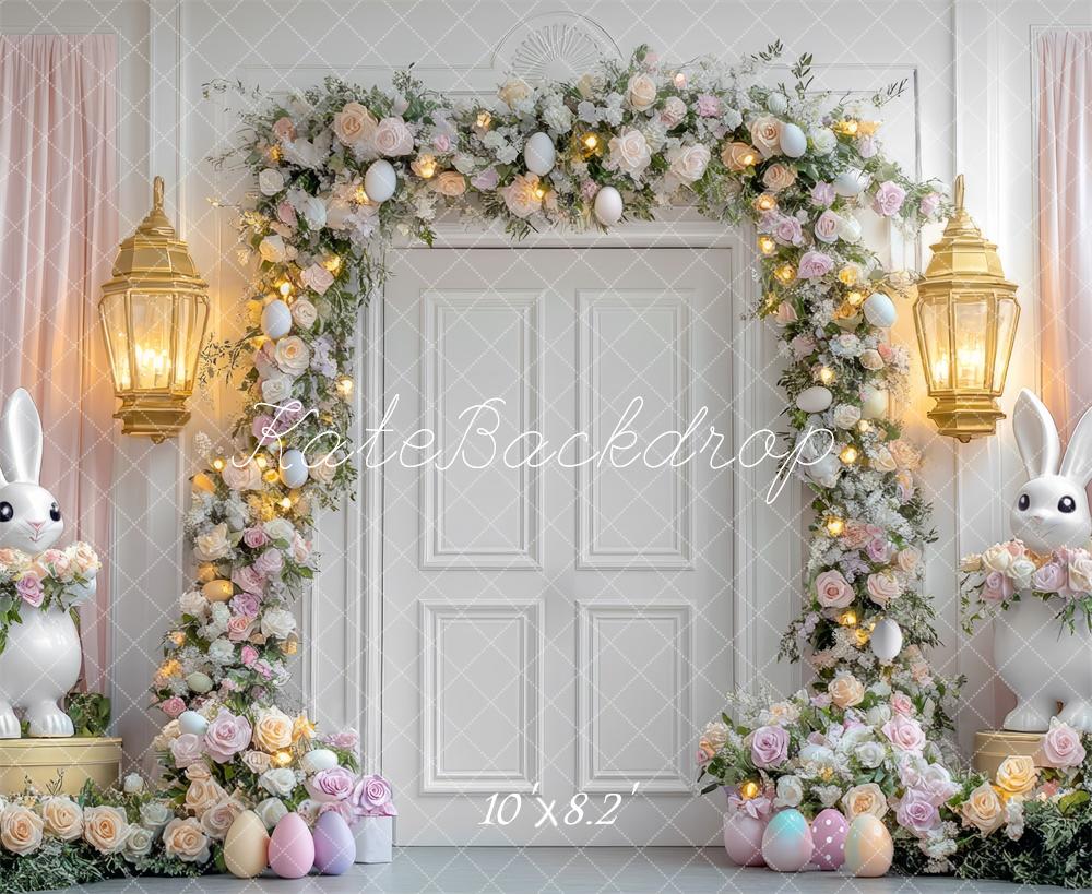 Kate Easter Bunny Floral Arch Door Backdrop Designed by Mini MakeBelieve