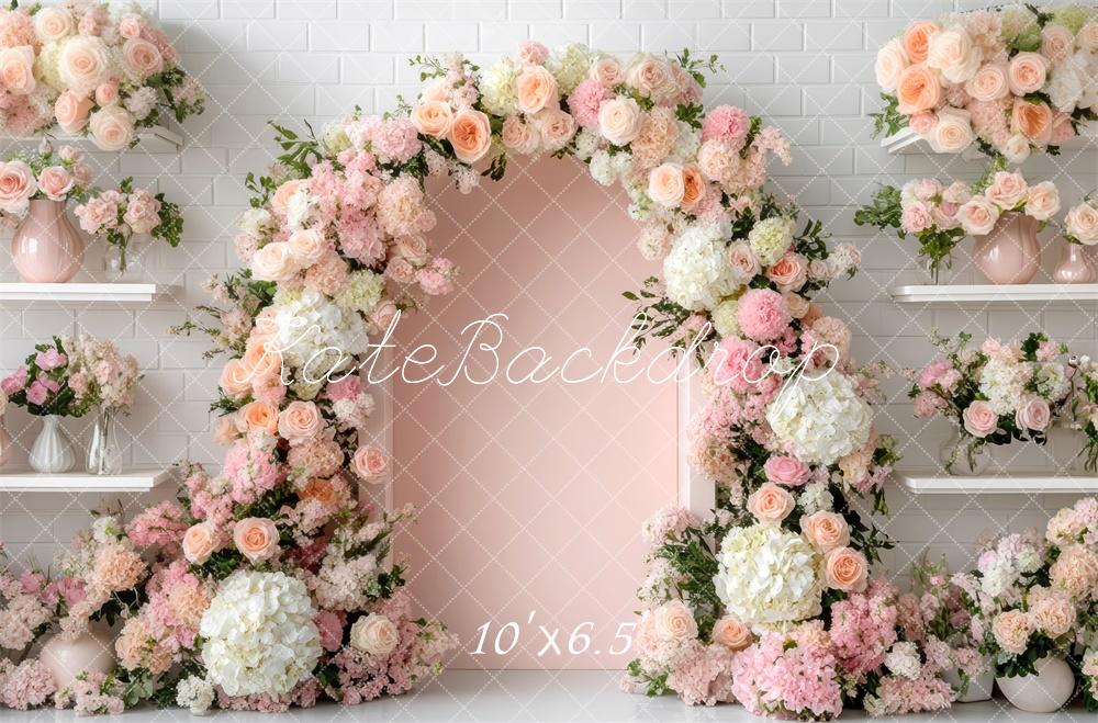 Kate Spring Flower Arch Pink Backdrop Designed by Mini MakeBelieve