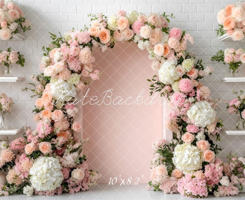 Kate Spring Flower Arch Pink Backdrop Designed by Mini MakeBelieve