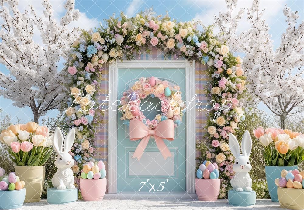 Kate Easter Bunny Flower Arch Backdrop Designed by Mini MakeBelieve