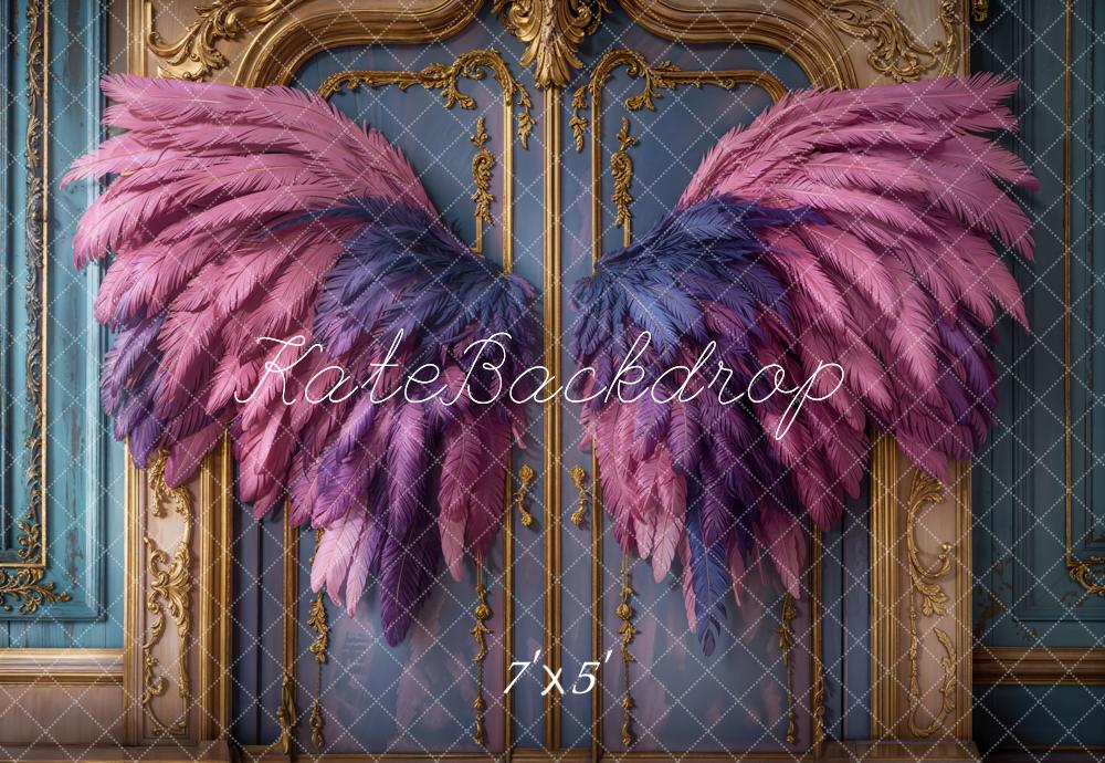 Kate Fantasy Pink Angel Wings Vintage Door Backdrop Designed by Emetselch