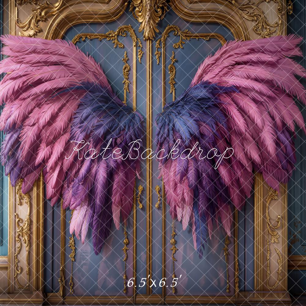 Kate Fantasy Pink Angel Wings Vintage Door Backdrop Designed by Emetselch