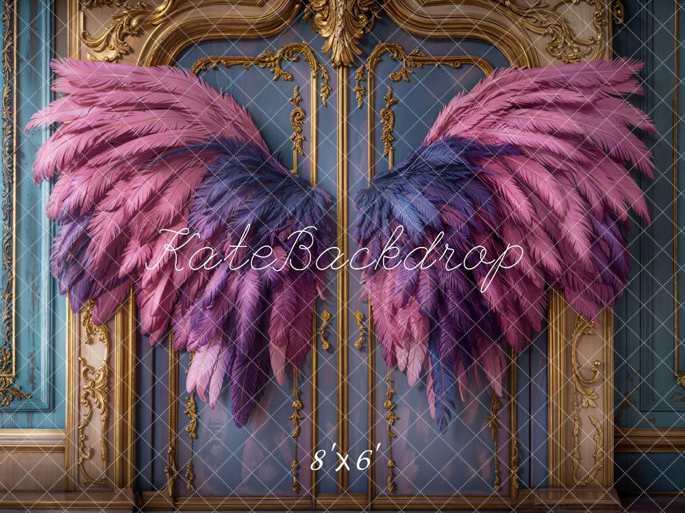 Kate Fantasy Pink Angel Wings Vintage Door Backdrop Designed by Emetselch