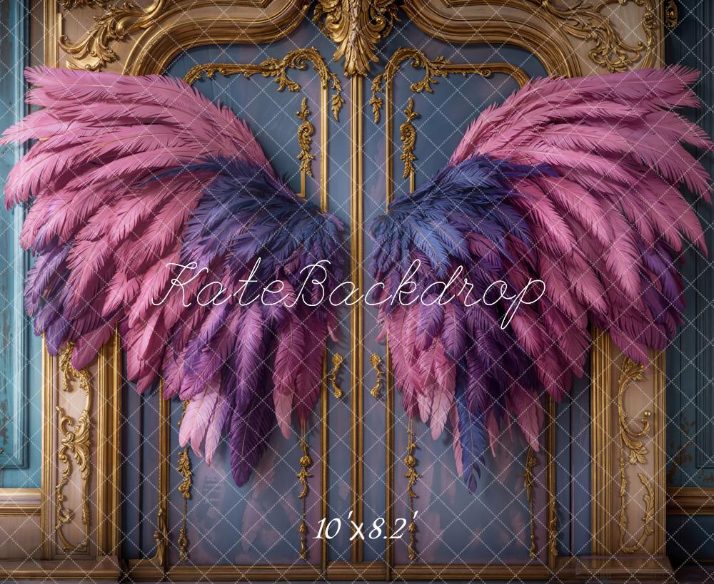 Kate Fantasy Pink Angel Wings Vintage Door Backdrop Designed by Emetselch