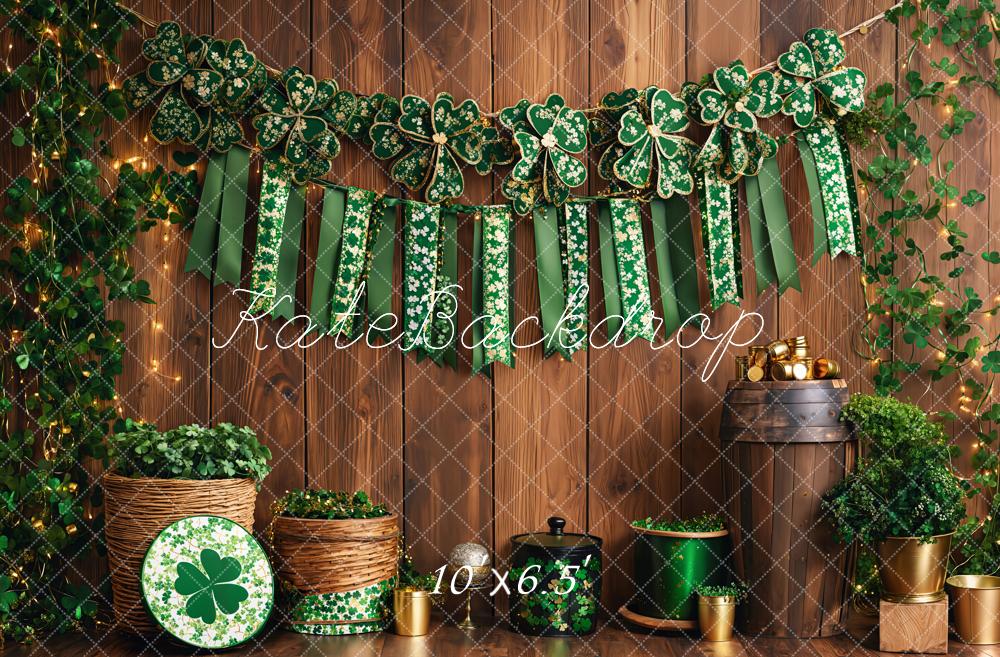 Kate St. Patrick's Day Shamrock Wood Backdrop Designed by Emetselch